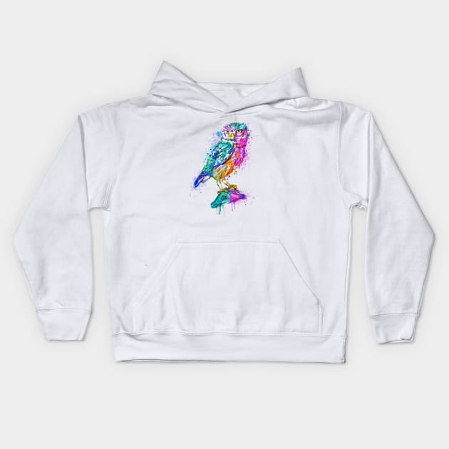 Colorful Owl Kids Hoodie by Marian Voicu